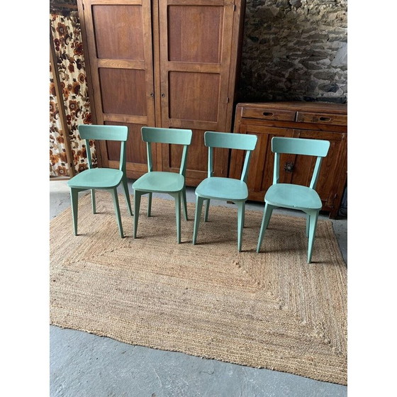 Image 1 of Ensemble de 4 chaises de bistro vintage vertes