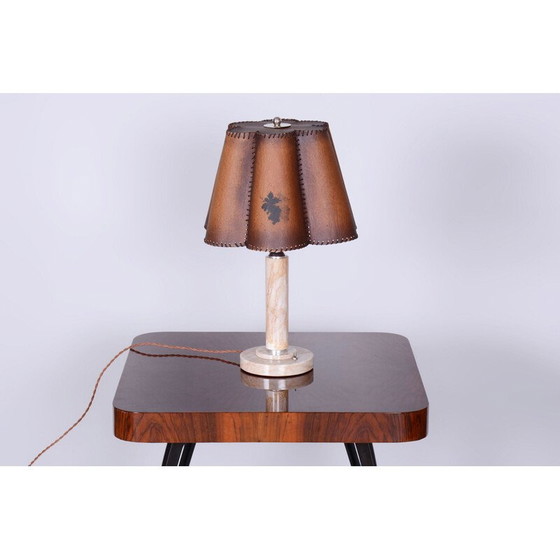 Image 1 of Lampe de table vintage Art Déco en acier chromé et marbre, Tchécoslovaquie 1920