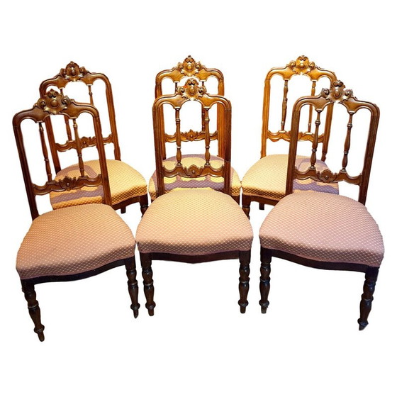 Image 1 of Ensemble de 6 chaises en noyer d'époque victorienne