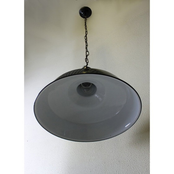 Image 1 of Lampe suspendue vintage en tôle émaillée par Reluma, Belgique 1950