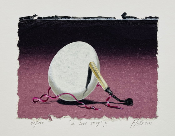 Image 1 of Sharon Amir - Œuf sérigraphié vintage - "A Love Story I I" - Z L