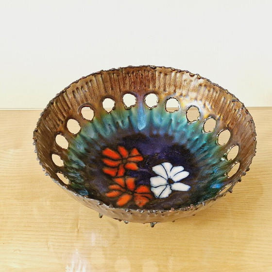 Image 1 of Coupe à fruits vintage en cuivre émaillé par Laurana Pesaro, 1970