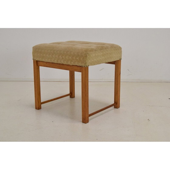 Image 1 of Tabouret vintage en tissu et bois, Tchécoslovaquie 1960