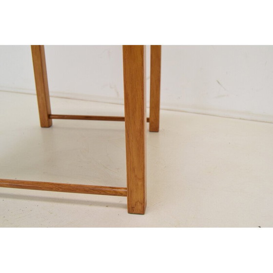 Image 1 of Tabouret vintage en tissu et bois, Tchécoslovaquie 1960