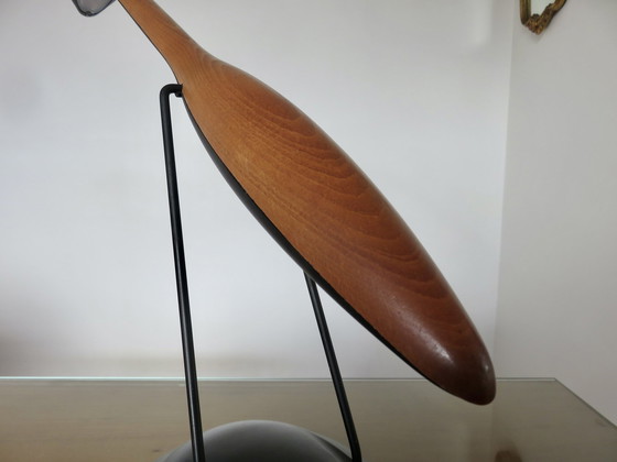 Image 1 of Lampe De Bureau Zoomorphe En Bois De Merisier Et Polycarbonate, Années 80