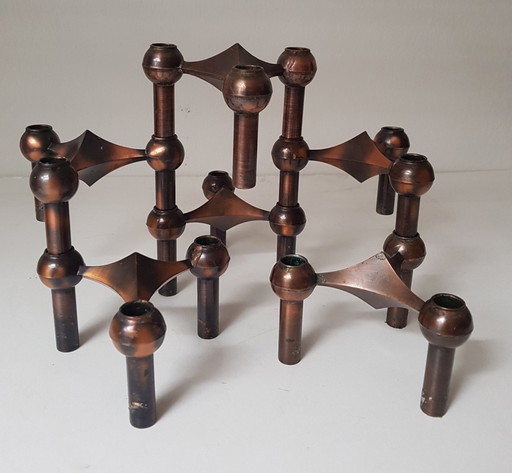 6X Bougeoirs modulaires Mid Century par Caesar Stoffi pour Bmf, 1960S