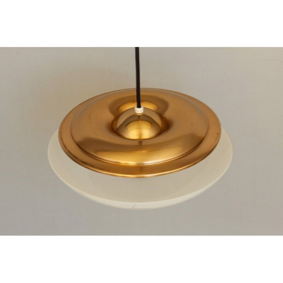 Image 1 of Lampe suspendue réglable en verre et laiton par Wmf Ikora, 1950