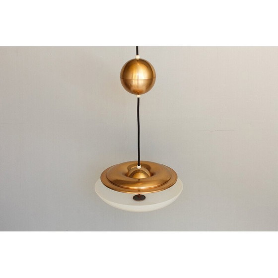 Image 1 of Lampe suspendue réglable en verre et laiton par Wmf Ikora, 1950