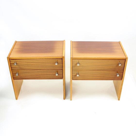 Image 1 of Ensemble de 2 tables de chevet en acajou par Up Zavody, Tchécoslovaquie 1970S