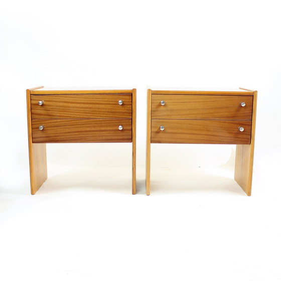 Image 1 of Ensemble de 2 tables de chevet en acajou par Up Zavody, Tchécoslovaquie 1970S