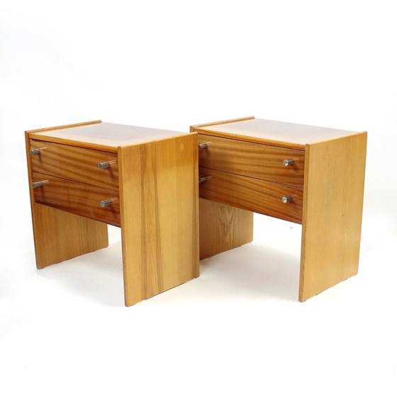 Image 1 of Ensemble de 2 tables de chevet en acajou par Up Zavody, Tchécoslovaquie 1970S