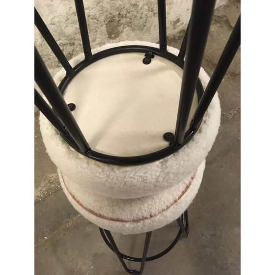 Image 1 of Paire de tabourets hauts vintage en tube de métal laqué noir, France 1950