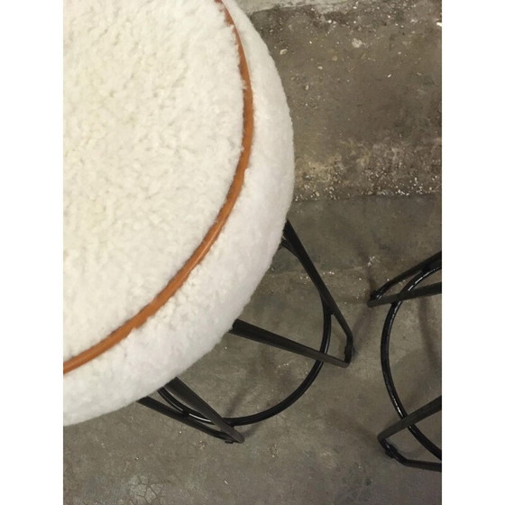 Image 1 of Paire de tabourets hauts vintage en tube de métal laqué noir, France 1950