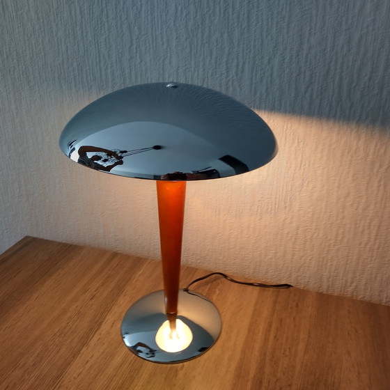 Image 1 of Lampe à poser Mushroom - Chrome - Bois - 1980'S