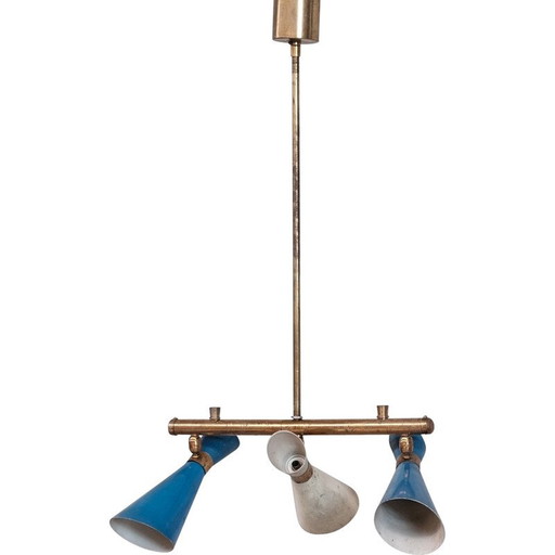 Lampe suspendue réglable en laiton, Italie 1960
