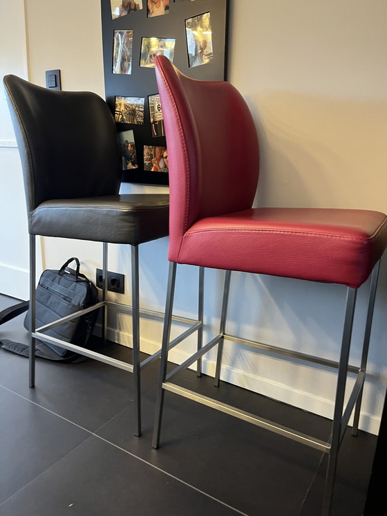 Image 1 of Bert Plantagie 4 tabourets de bar en cuir