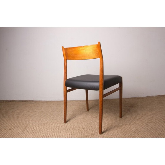 Image 1 of Ensemble de 6 chaises vintage modèle 418 en teck et skaï par Arne Vodder pour Sibast, Danemark 1960
