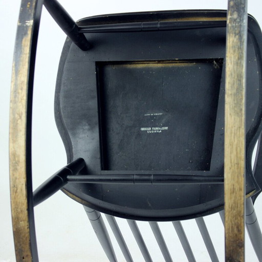 Fauteuil à bascule vintage en hêtre par Varjosen Puunjalostus, Finlande années 1960
