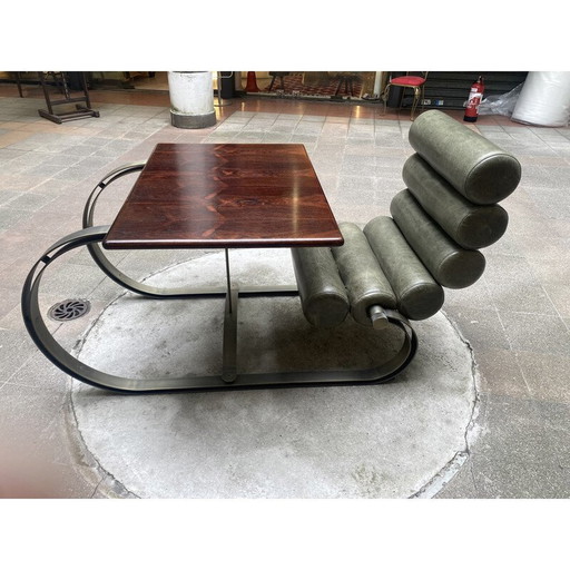 Bureau vintage en acier, cuir et acajou par Marzio Cecchi pour Studio Most, Italie 1969