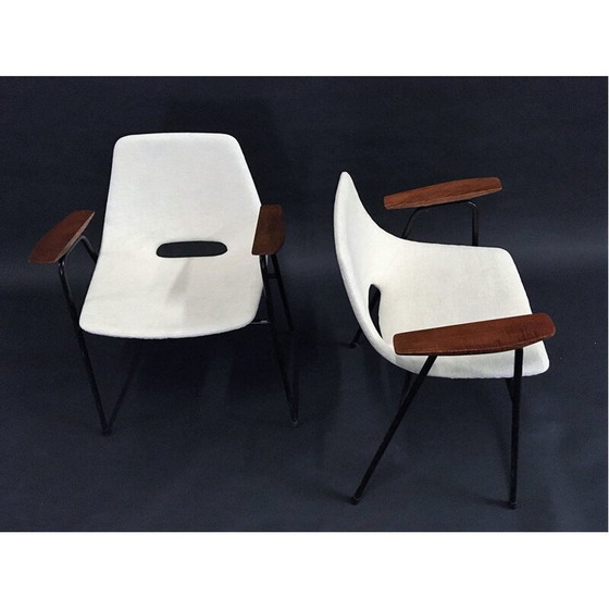 Image 1 of Paire de fauteuils bridge vintage modèle Tonneau par Pierre Guariche - Edition Steiner - 1954