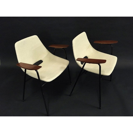 Image 1 of Paire de fauteuils bridge vintage modèle Tonneau par Pierre Guariche - Edition Steiner - 1954