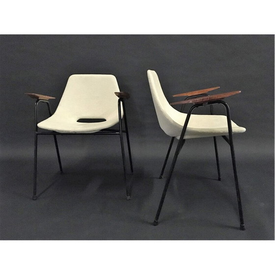 Image 1 of Paire de fauteuils bridge vintage modèle Tonneau par Pierre Guariche - Edition Steiner - 1954
