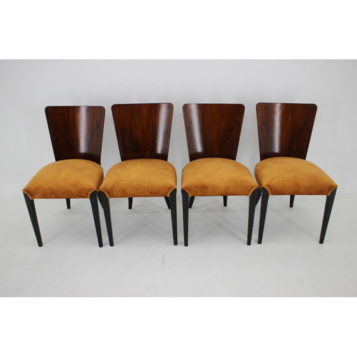 Ensemble de 4 chaises de salle à manger vintage H-214 par Jindrich Halabala pour Up Závody, années 1950