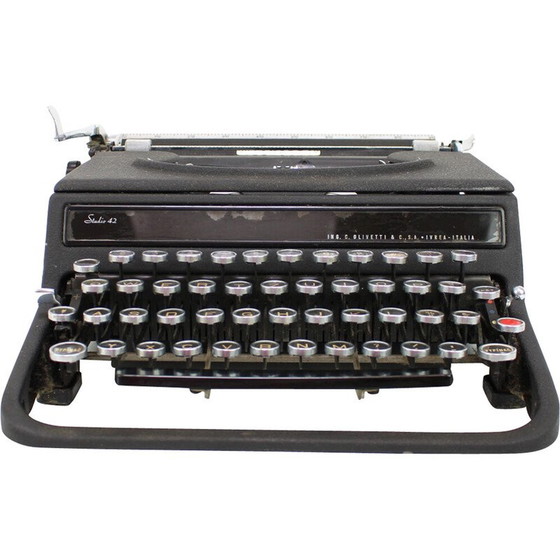 Image 1 of Machine à écrire vintage en plastique chromé pour Olivetti, Italie 1946