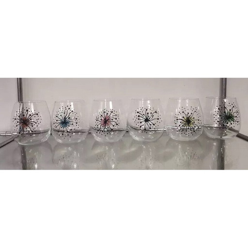 Set de 6 verres à eau vintage en verre transparent