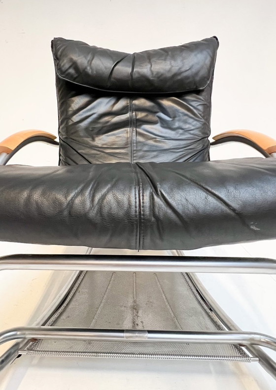 Image 1 of Chaise balançoire et à bascule Bonaldo en cuir de Jochen Hoffman, années 1990