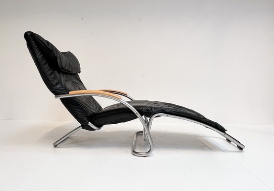 Image 1 of Chaise balançoire et à bascule Bonaldo en cuir de Jochen Hoffman, années 1990