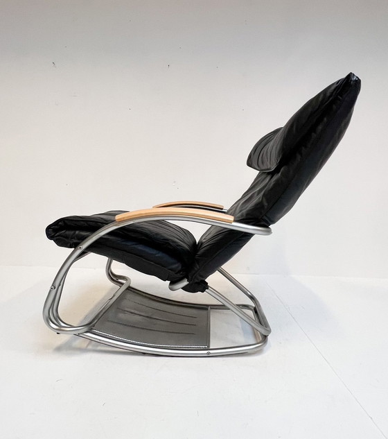 Image 1 of Chaise balançoire et à bascule Bonaldo en cuir de Jochen Hoffman, années 1990