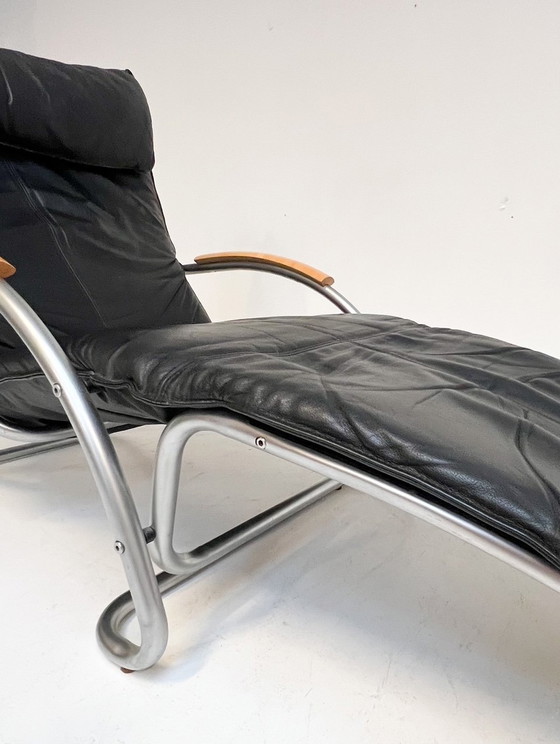 Image 1 of Chaise balançoire et à bascule Bonaldo en cuir de Jochen Hoffman, années 1990