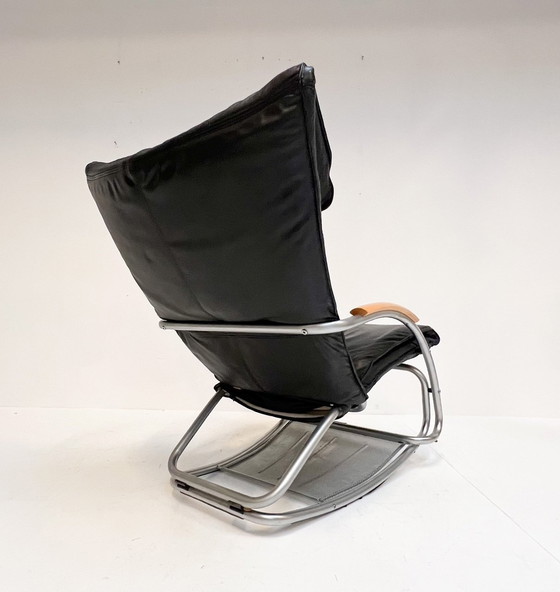 Image 1 of Chaise balançoire et à bascule Bonaldo en cuir de Jochen Hoffman, années 1990