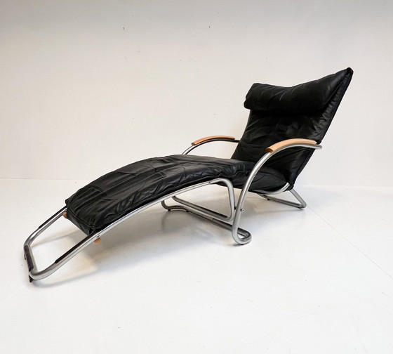 Image 1 of Chaise balançoire et à bascule Bonaldo en cuir de Jochen Hoffman, années 1990