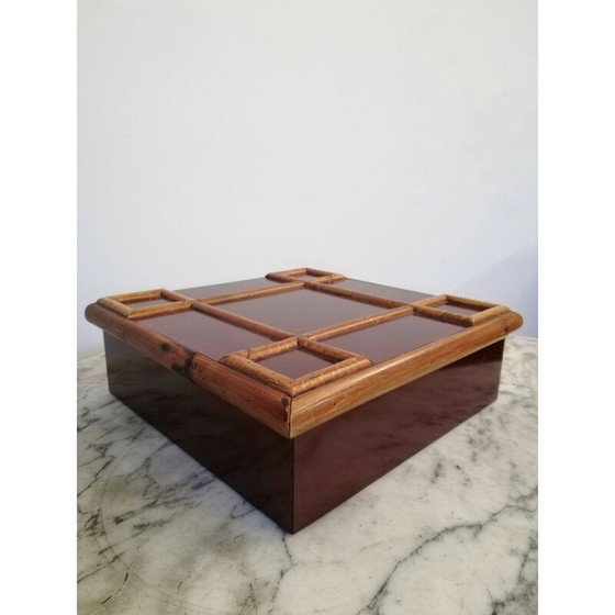 Image 1 of Boîte vintage en stratifié et bambou par Tommaso Barbi, 1970