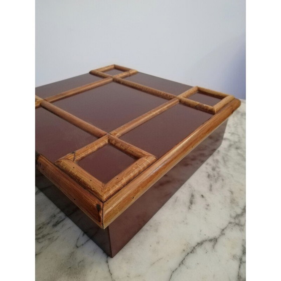 Image 1 of Boîte vintage en stratifié et bambou par Tommaso Barbi, 1970