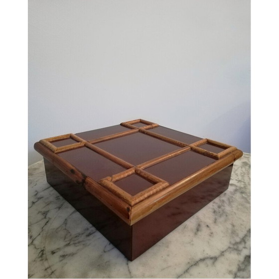 Image 1 of Boîte vintage en stratifié et bambou par Tommaso Barbi, 1970