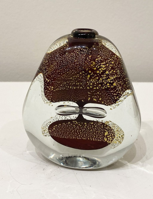 Bouteille de parfum vintage en verre de Murano, incrustation de poudre d'or, dans le style de Roger Gandelman