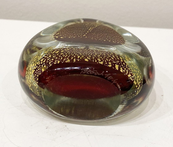 Image 1 of Bouteille de parfum vintage en verre de Murano, incrustation de poudre d'or, dans le style de Roger Gandelman