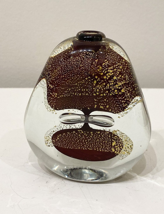 Image 1 of Bouteille de parfum vintage en verre de Murano, incrustation de poudre d'or, dans le style de Roger Gandelman