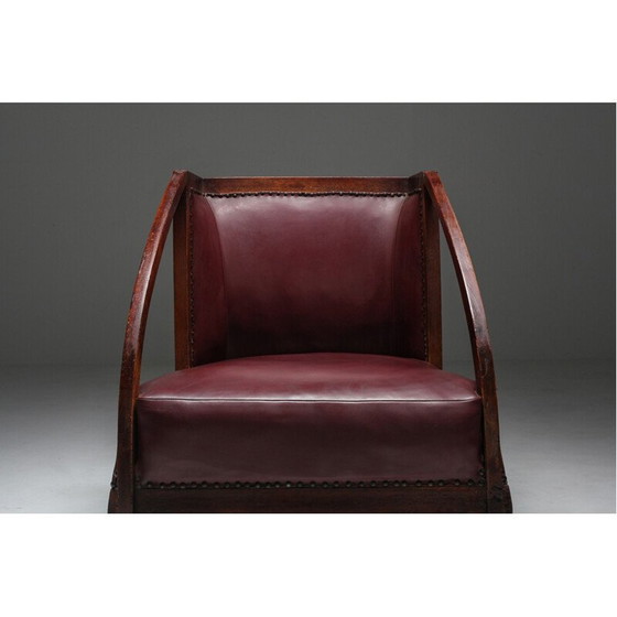 Image 1 of Paire de fauteuils vintage en acajou et cuir par Carlo et Piero Zen, Italie 1910