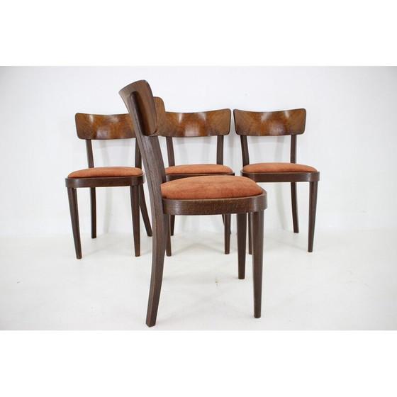 Image 1 of Ensemble de 4 chaises de salle à manger vintage, Tchécoslovaquie, années 1940