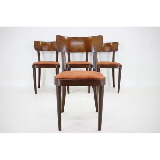 Image 1 of Ensemble de 4 chaises de salle à manger vintage, Tchécoslovaquie, années 1940