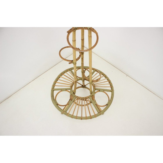 Image 1 of Porte-fleurs en rotin du milieu du siècle, Tchécoslovaquie années 1960
