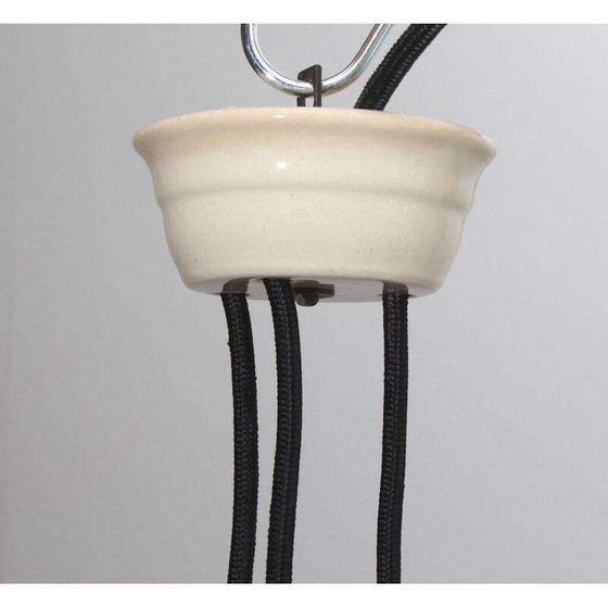 Image 1 of Lampe suspendue vintage avec horloge en porcelaine par Halophane, France 1920