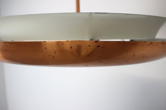 Image 1 of Lustre en cuivre Bauhaus UFO par Josef Hurka, Tchécoslovaquie, années 1930