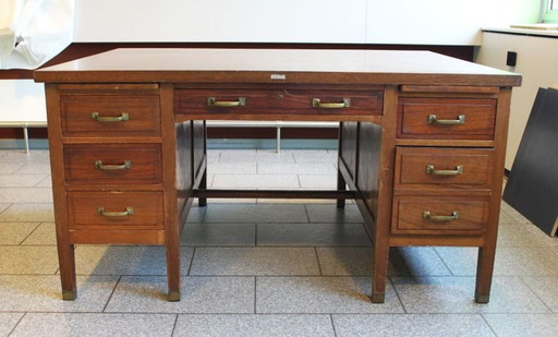 Bureau Double En Acajou, Style Louis Xv, Début Xxème.