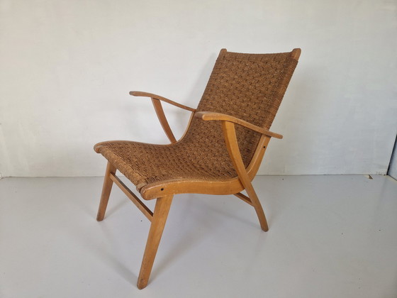 Image 1 of Chaise en hêtre et corde de Vroom & Dreesman