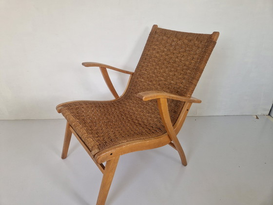 Image 1 of Chaise en hêtre et corde de Vroom & Dreesman